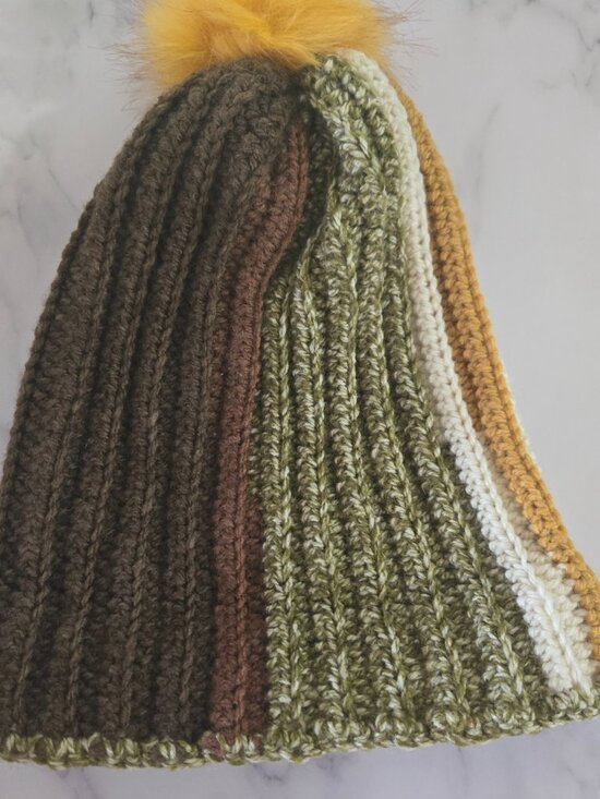 Crochet Striped Beanie: Funky Multicolor Acrylic Winter Hat main image 4